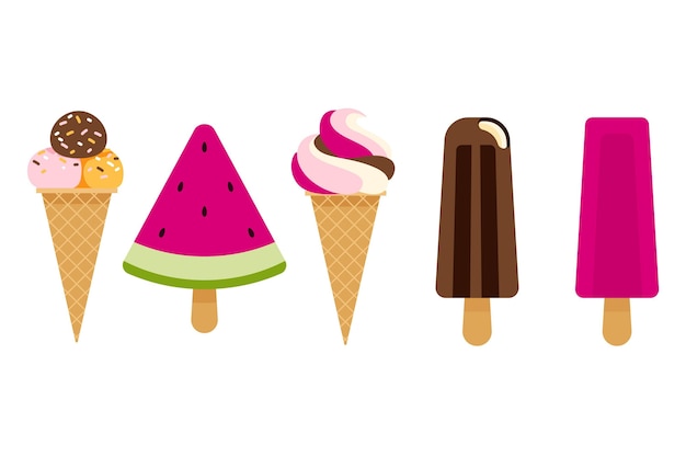 Vector gratuito colección de helados planos