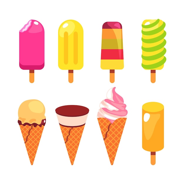 Vector gratuito colección de helados planos