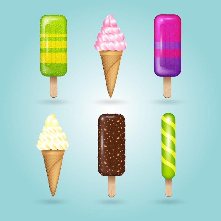 Vector gratuito colección de helados realistas