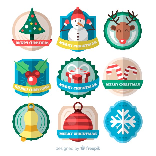 Colección hermosa de etiquetas de navidad