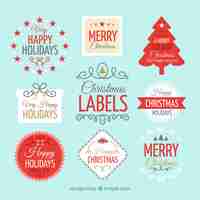 Vector gratuito colección de hermosas insignias de navidad vintage