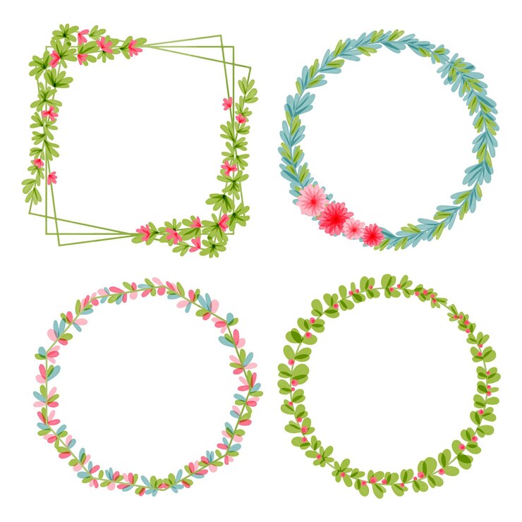 Vector gratuito colección de hermosos marcos florales.