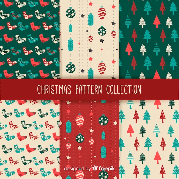 Colección de hermosos patrones de navidad flat