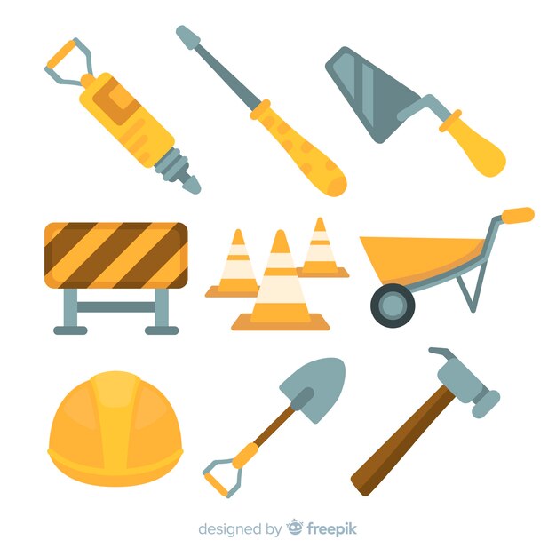 Colección herramientas de construcción planas