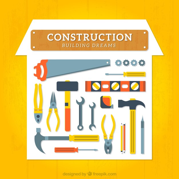 Colección de herramientas de construcción