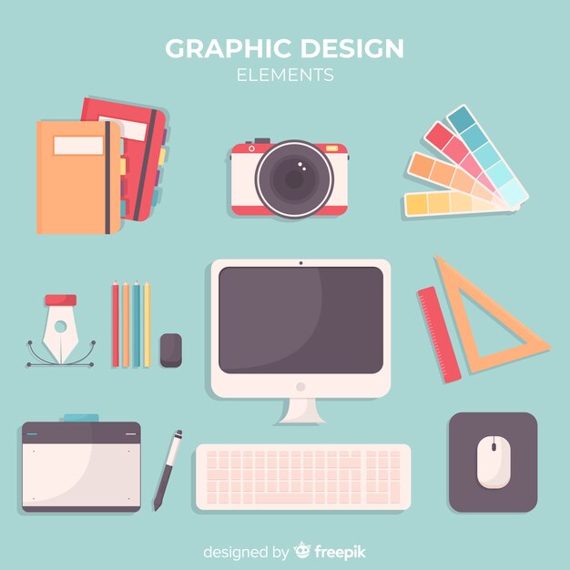 Colección de herramientas de diseño gráfico planas