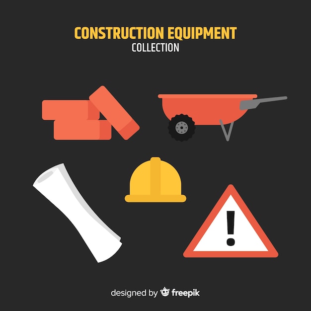 Colección herramientas planas de construcción