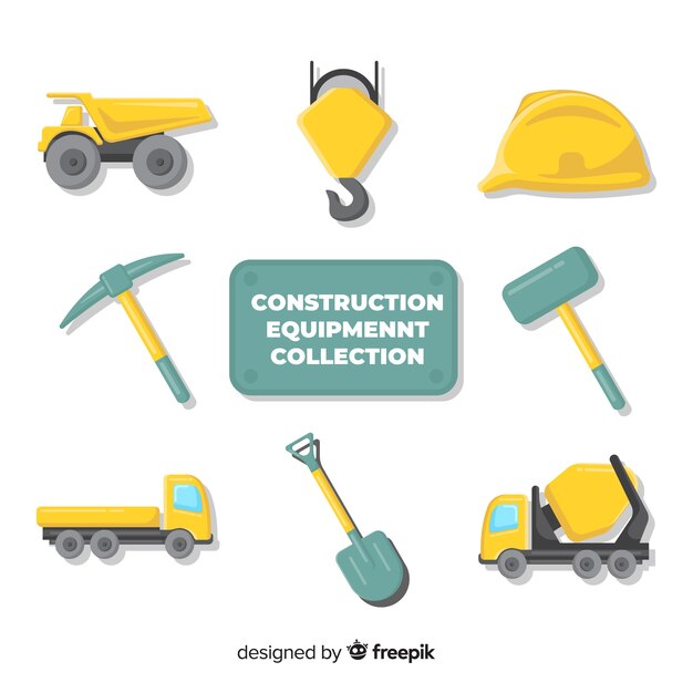 Colección herramientas planas de construcción