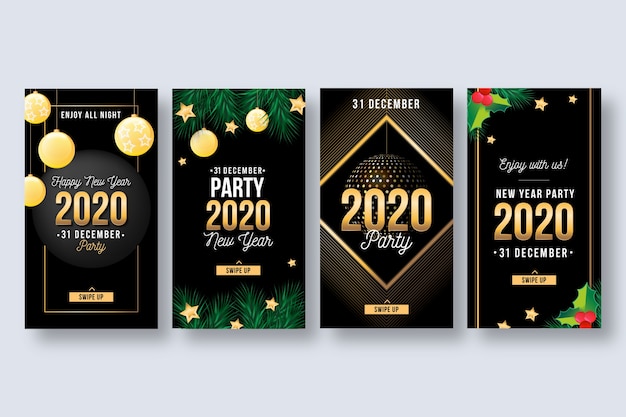 Colección de historia de instagram de fiesta de año nuevo 2020