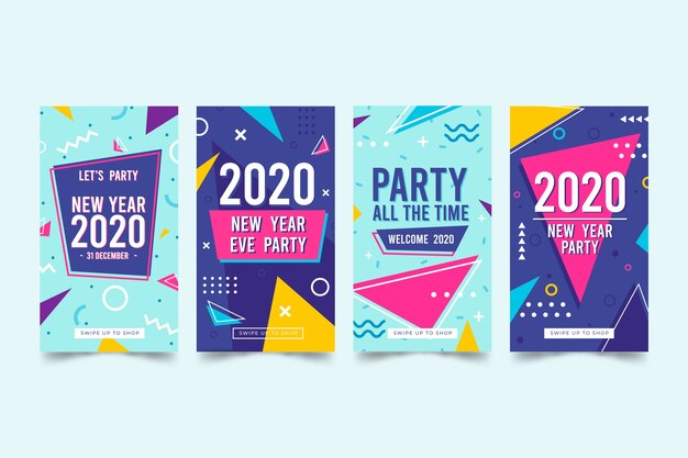 Colección de historia de instagram de fiesta de año nuevo 2020