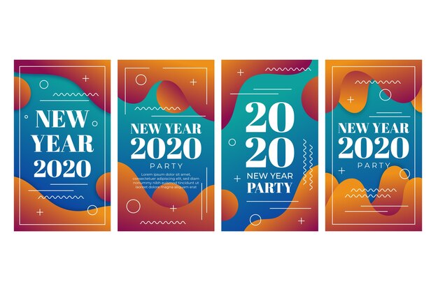Colección de historia de instagram de fiesta de año nuevo 2020