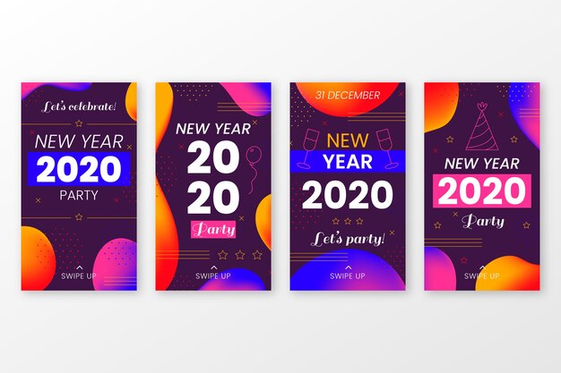 Colección de historia de instagram de fiesta de año nuevo 2020