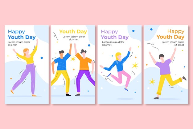 Colección de historias del día internacional de la juventud