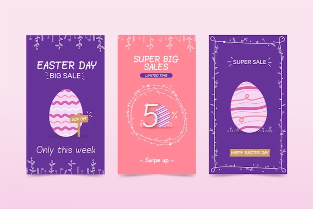 Colección de historias del día de pascua de instagram