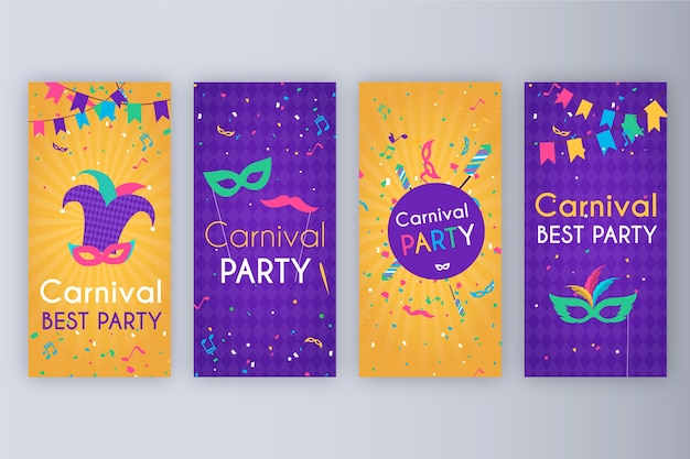 Colección de historias de fiesta de carnaval