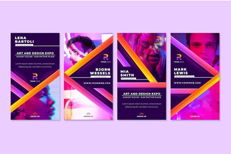 Vector gratuito colección de historias de gradient ig