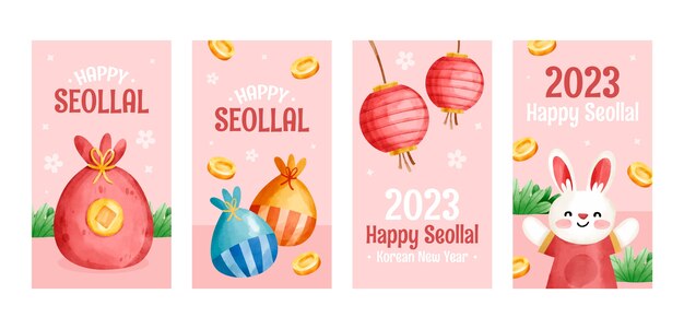 Colección de historias de instagram de acuarela seollal