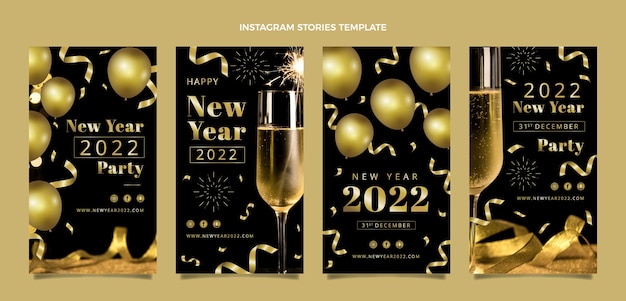 Vector gratuito colección de historias de instagram de año nuevo gradiente