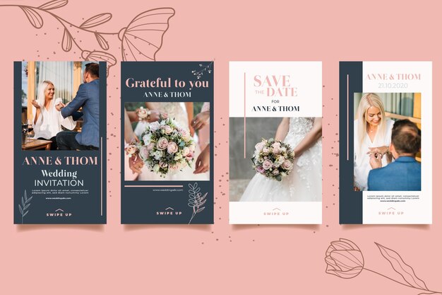 Colección de historias de Instagram para bodas con flores