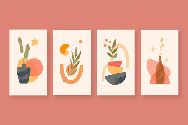 Colección de historias de instagram boho dibujadas a mano