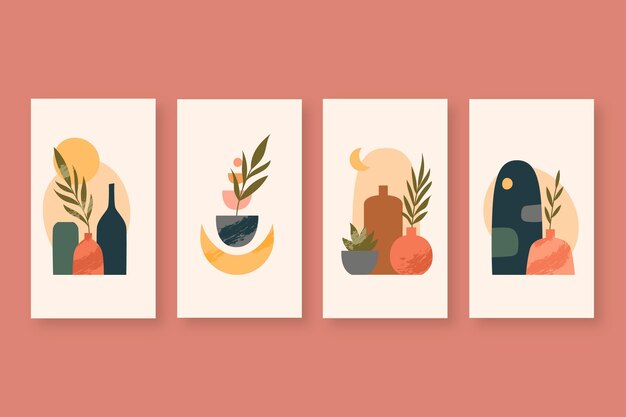 Colección de historias de instagram boho dibujadas a mano