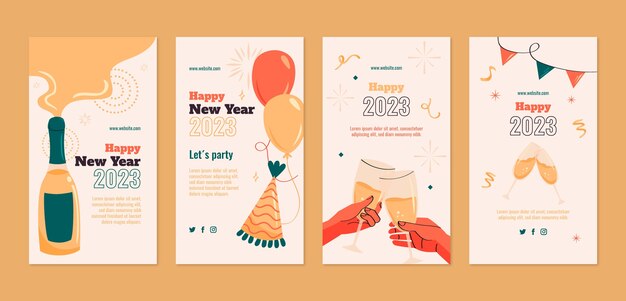 Colección de historias de instagram de celebración de año nuevo 2023