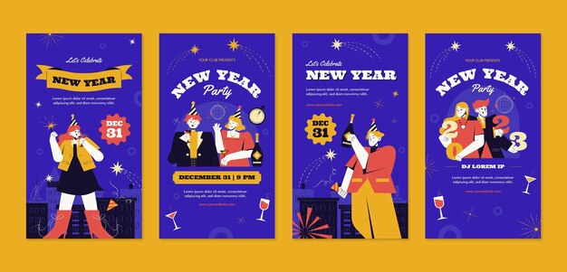 Colección de historias de instagram de celebración de año nuevo 2023