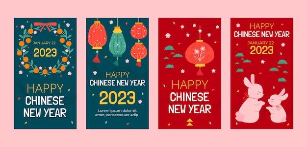 Colección de historias de instagram de celebración del año nuevo chino