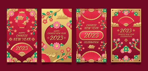 Colección de historias de instagram de celebración del año nuevo chino