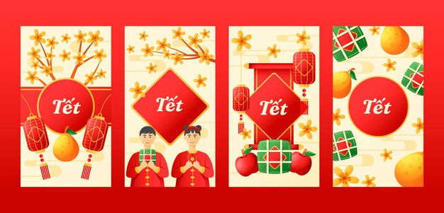 Colección de historias de Instagram para la celebración del año nuevo