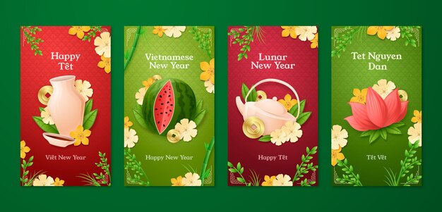 Colección de historias de Instagram para la celebración del año nuevo