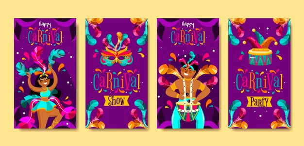 Colección de historias de instagram de celebración de carnaval