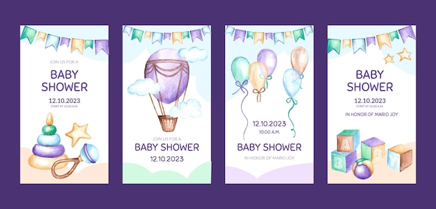 Colección de historias de instagram de celebración de fiesta de baby shower