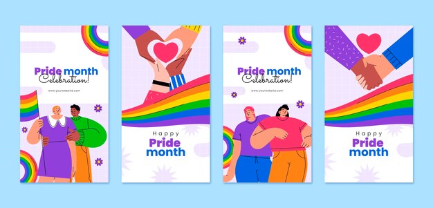 Colección de historias de instagram para la celebración del mes del orgullo