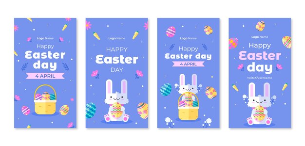 Vector gratuito colección de historias de instagram para la celebración de pascua