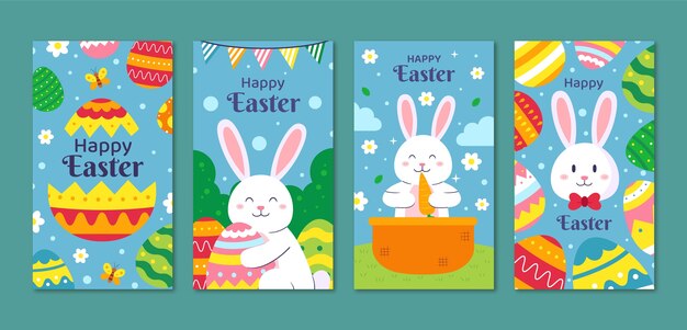Colección de historias de instagram para la celebración de pascua