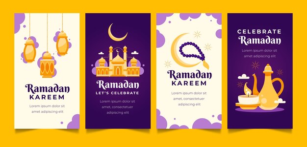 Colección de historias de instagram para la celebración del ramadán islámico