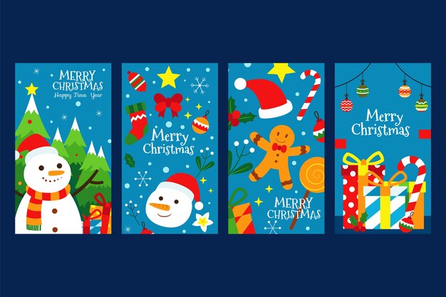 Colección de historias de instagram para la celebración de la temporada navideña.