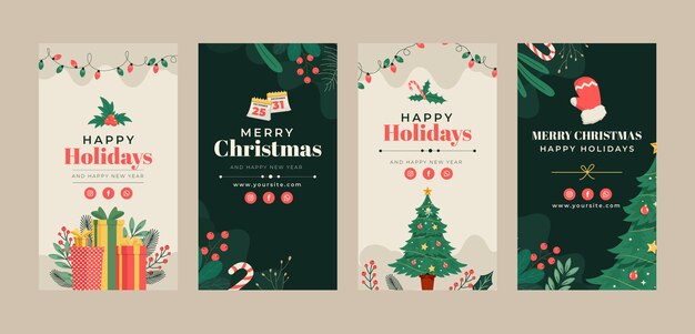 Colección de historias de instagram de celebración de la temporada navideña