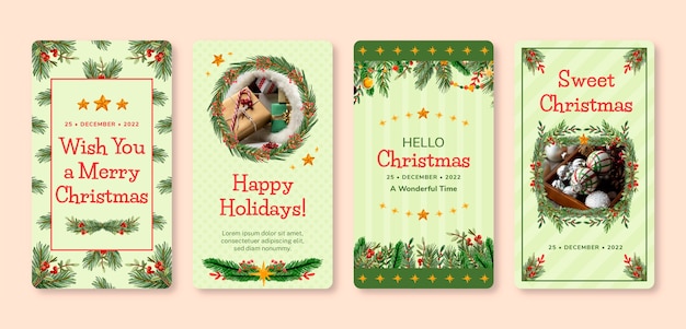 Colección de historias de instagram de celebración de la temporada navideña