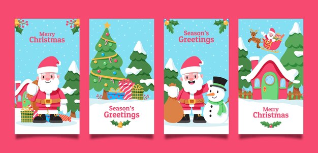 Colección de historias de instagram de celebración de la temporada navideña