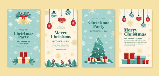 Colección de historias de instagram de celebración de la temporada navideña