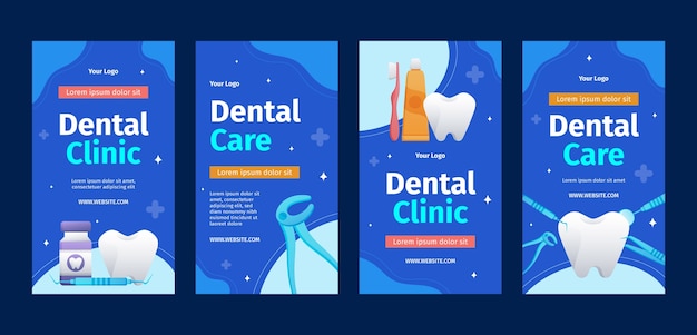 Colección de historias de instagram de clínica dental degradada
