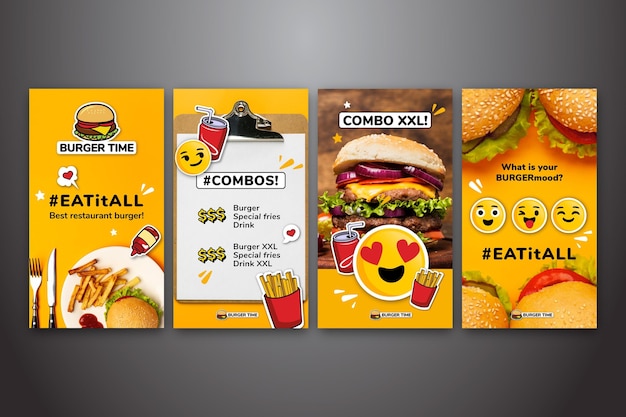 Colección de historias de Instagram para comida rápida