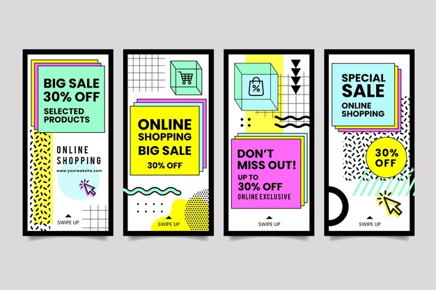 Colección de historias de instagram de compras en línea