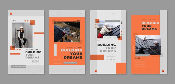 Vector gratuito colección de historias de instagram de construcción plana