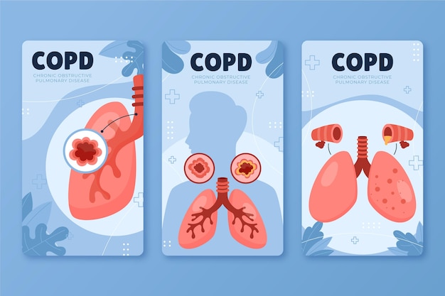 Vector gratuito colección de historias de instagram de copd planas dibujadas a mano