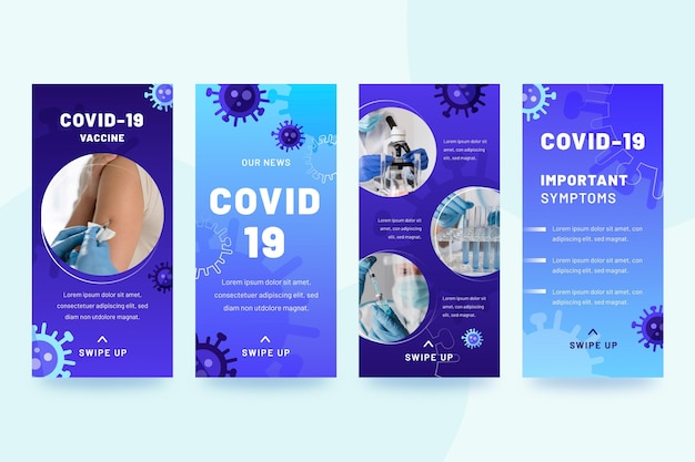 Vector gratuito colección de historias de instagram de coronavirus degradado