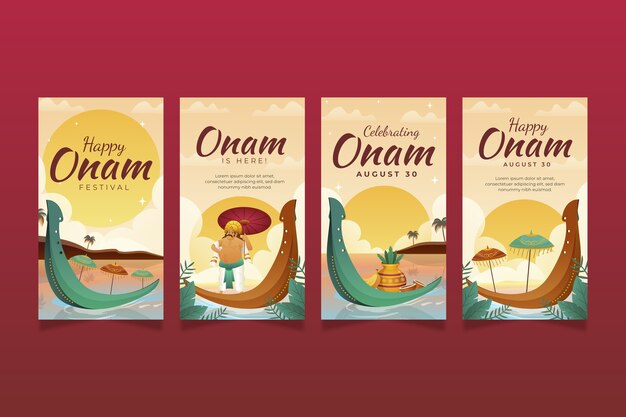 Colección de historias de instagram degradadas para la celebración de onam