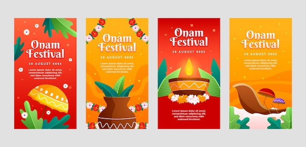 Colección de historias de instagram degradadas para la celebración de onam